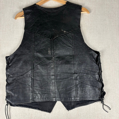 Vintage Harley Davidson 1970s Hippie Political Patch Manzoor Leather Medium Vest
