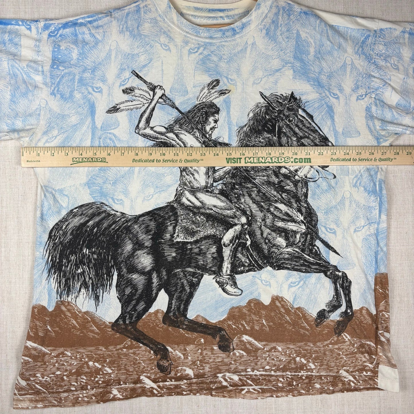 Vintage Native American AOP Fighting On Horseback XXL Shirt