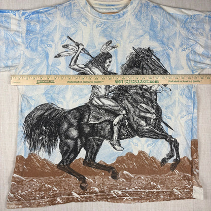 Vintage Native American AOP Fighting On Horseback XXL Shirt
