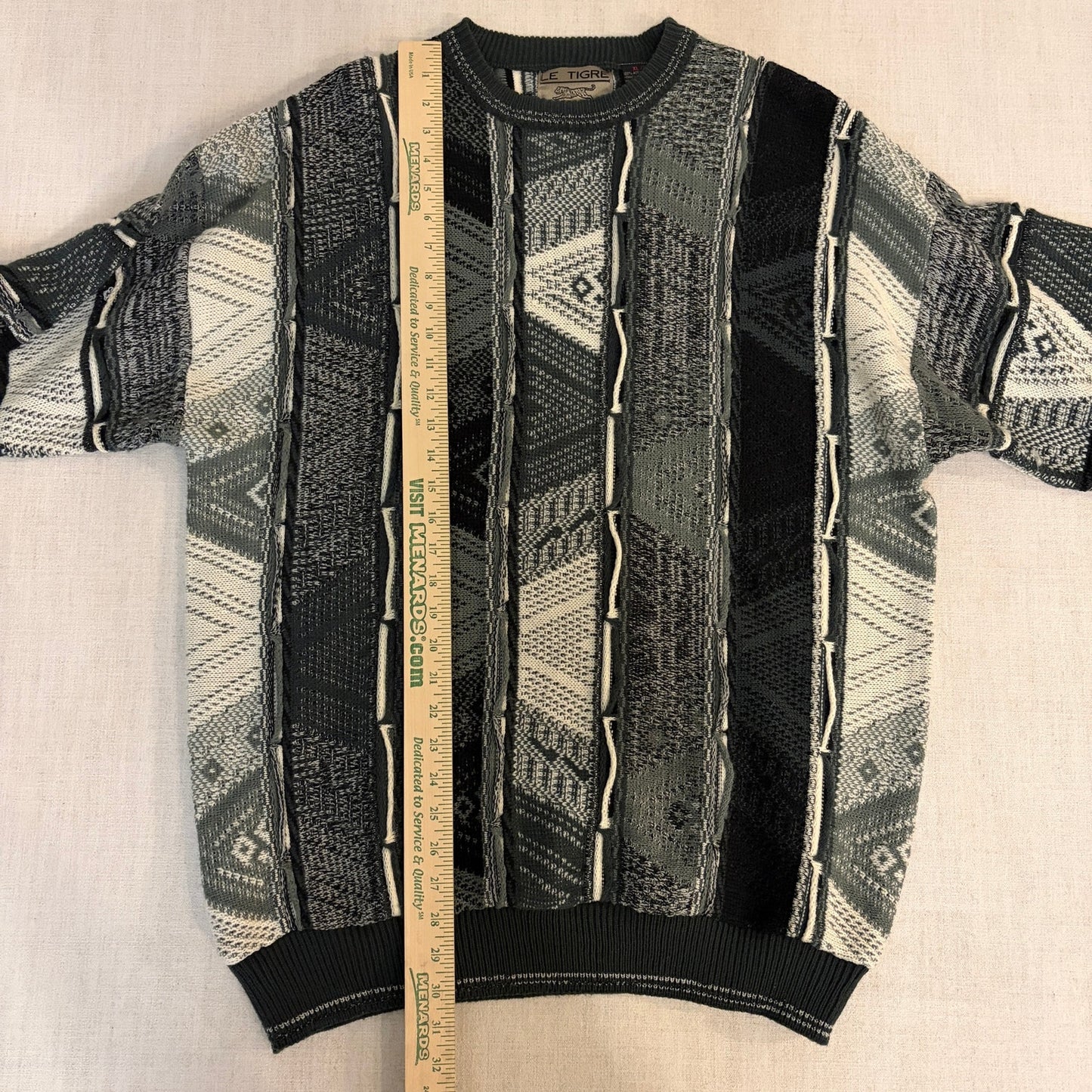 Vintage Coogi Style 3D Knit Le Tigre 90s Rap XL Sweater