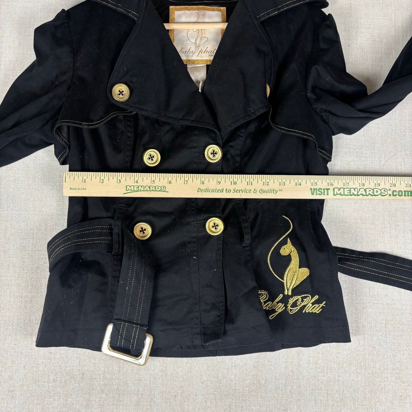 Y2K Baby Phat Office Siren Belted Blazer Large Big Cat Logo