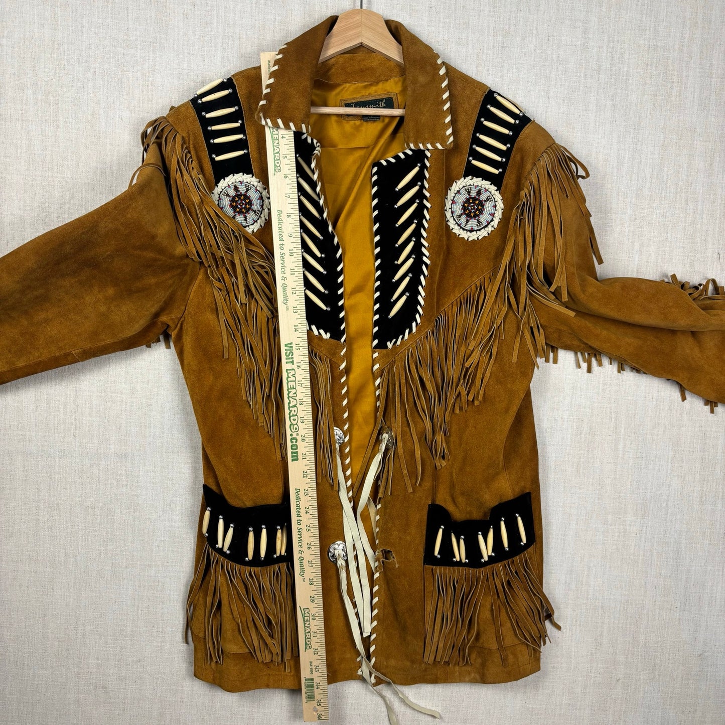Tansmith 3B West Suede Leather Fringe Native American Style Beaded Small Jacket