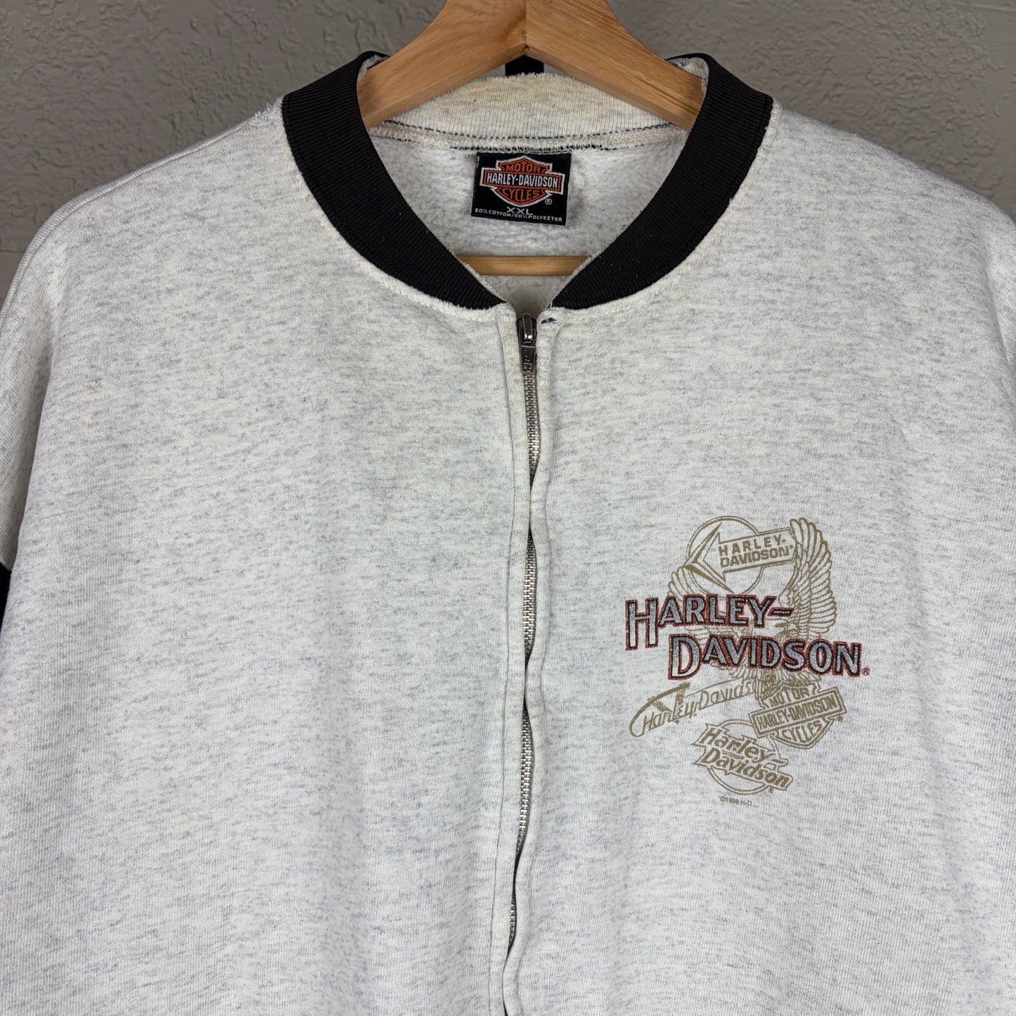 Harley Davidson 1998 Kenosha Wisconsin Two Tone XXL Full Zip Sweater