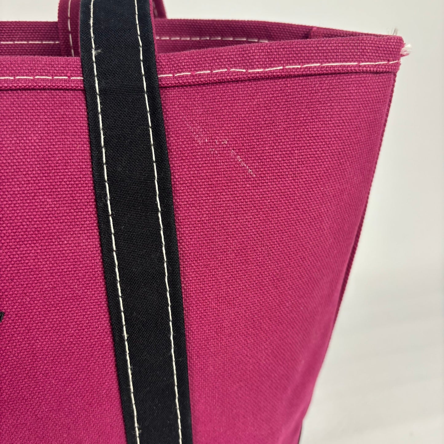Vintage LL Bean "Renee" Magenta Black Boat and Tote Sz Med USA Made Cotton Bag