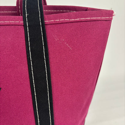 Vintage LL Bean "Renee" Magenta Black Boat and Tote Sz Med USA Made Cotton Bag