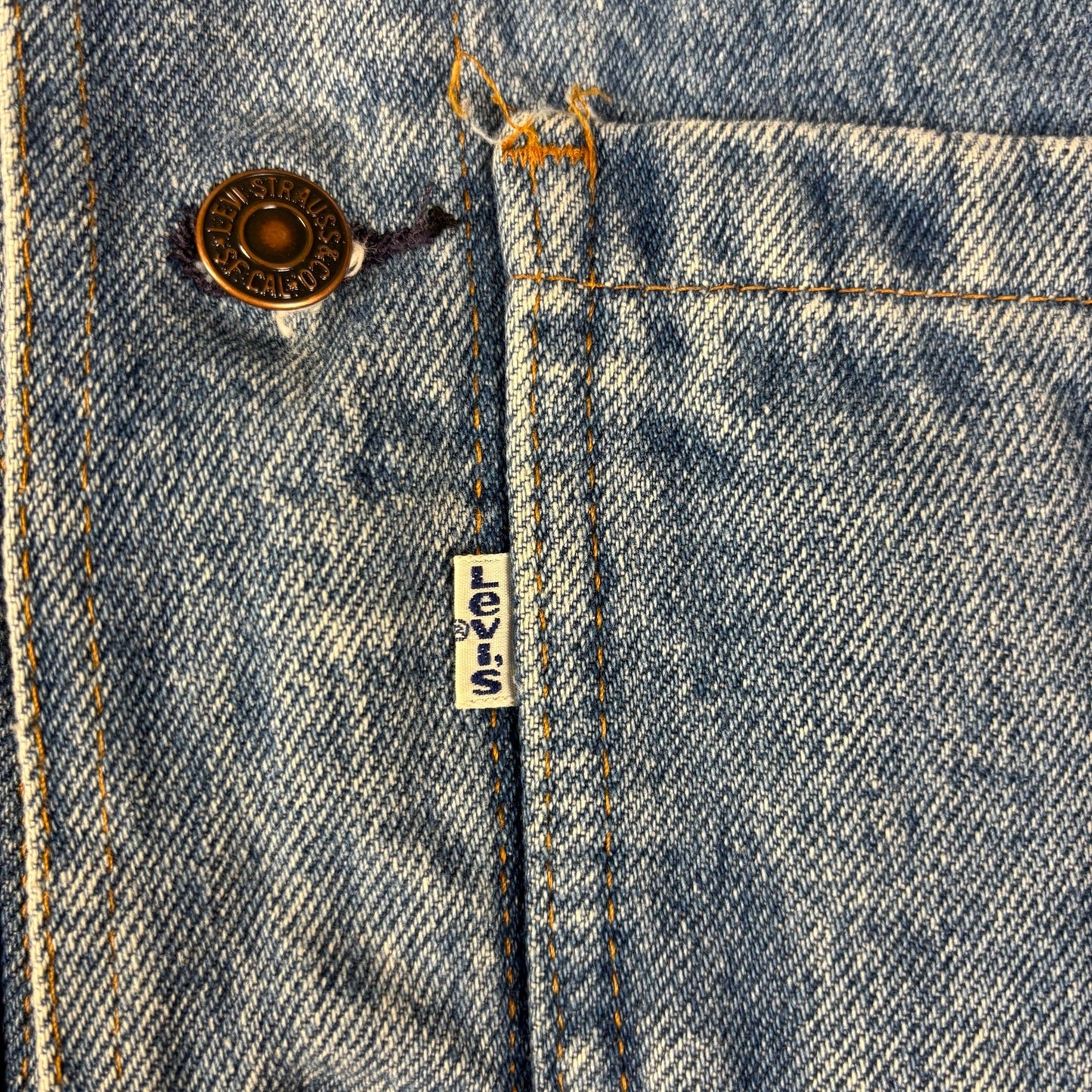 Vintage Levis White Tab Denim Trucker Jacket 90s XS
