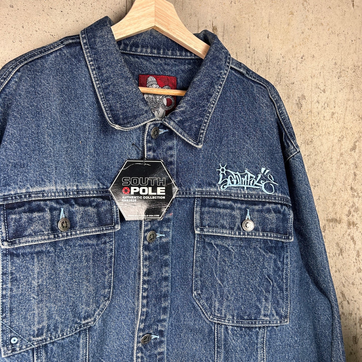 CRAZY South Pole Big Logo Embroidered NWT Y2K XL Jean Jacket