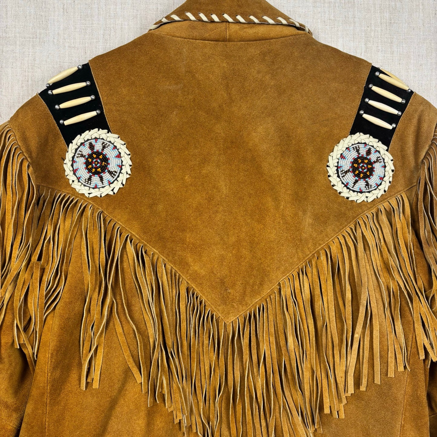 Tansmith 3B West Suede Leather Fringe Native American Style Beaded Small Jacket