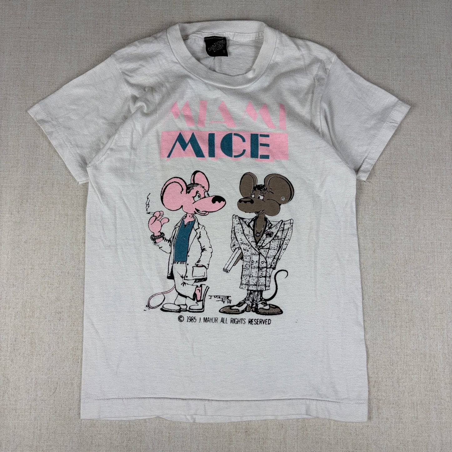Vintage Miami Mice Diamond Dust 1985 Crime Cartoon Small Tee