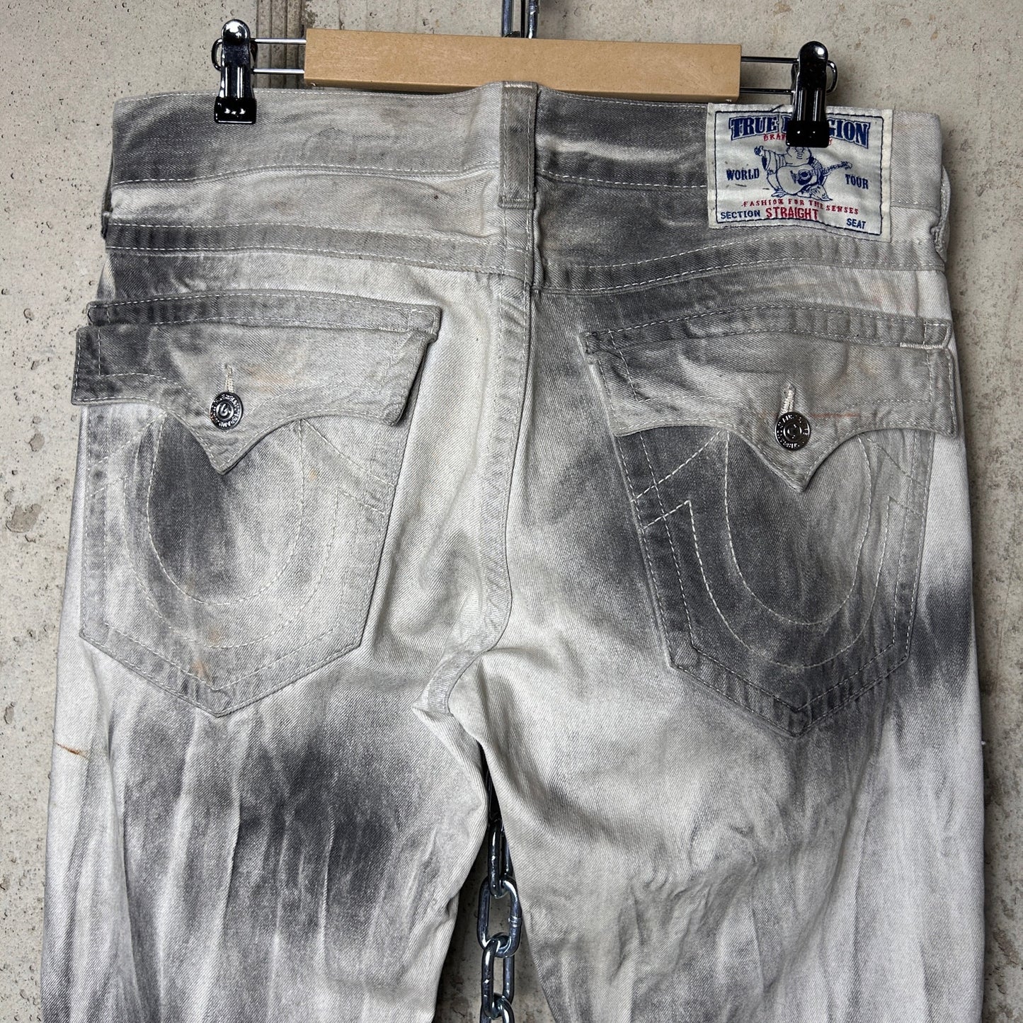 True Religion World Tour Kiss Of Death Wash 33" Cotton Straight Fit Jeans