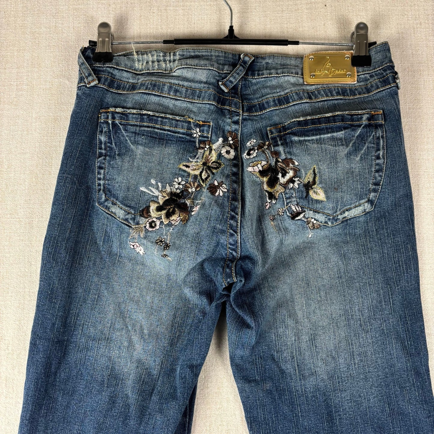 Y2K Baby Phat Flare Floral Butterfly Embroidered Sz 9 Jeans