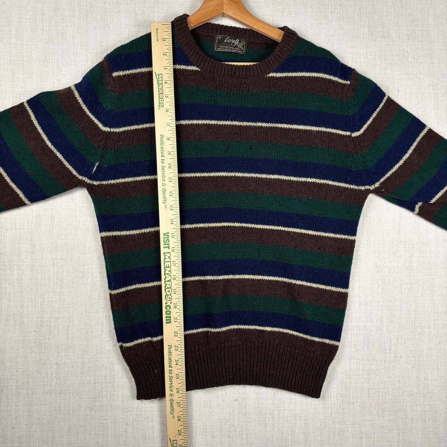 Vintage Lord Jeff Shetland Wool Striped Knit Medium Sweater