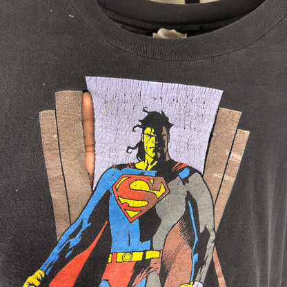 Superman DC Comics 1995 Distressed Graphitti Large T Shirt