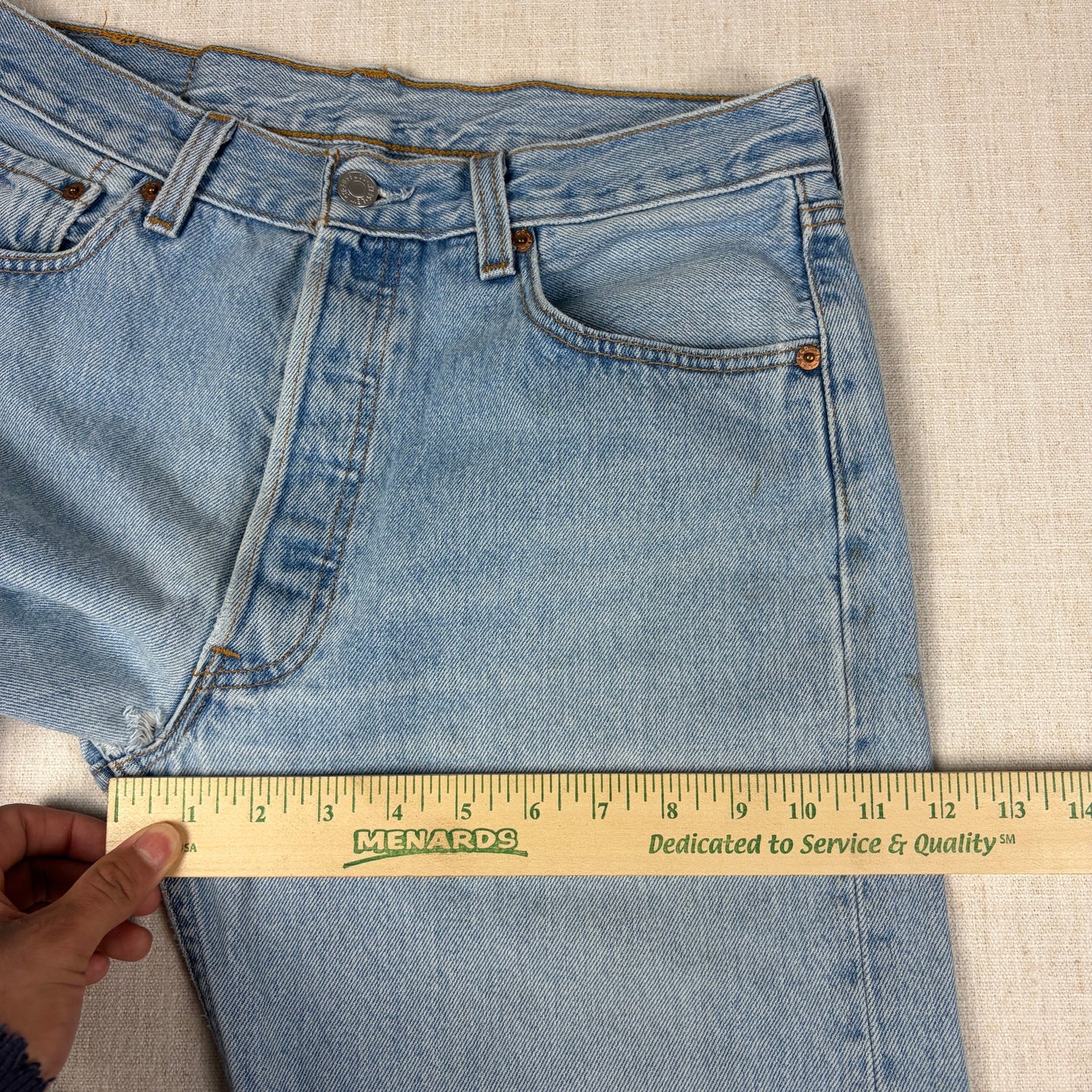 Vintage Levis Button Fly 501 Jeans 90s Light Wash 33x32 Slim Fit Jeans