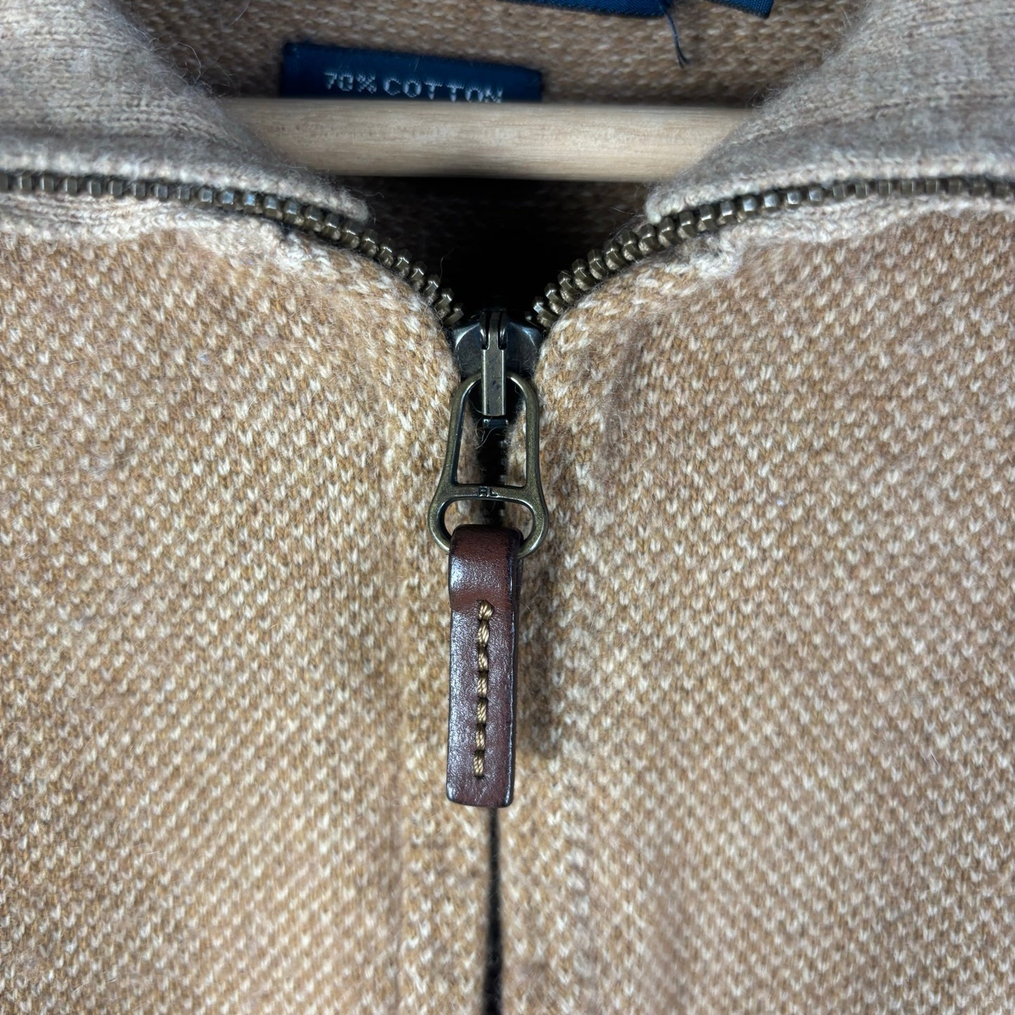 Polo Ralph Lauren Vintage Cashmere Tan Quarter Zip XL Sweater