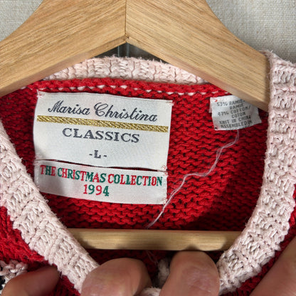 VTG Marisa Christina '94 Christmas Collection Farm Animal Large 3D Knit Cardigan
