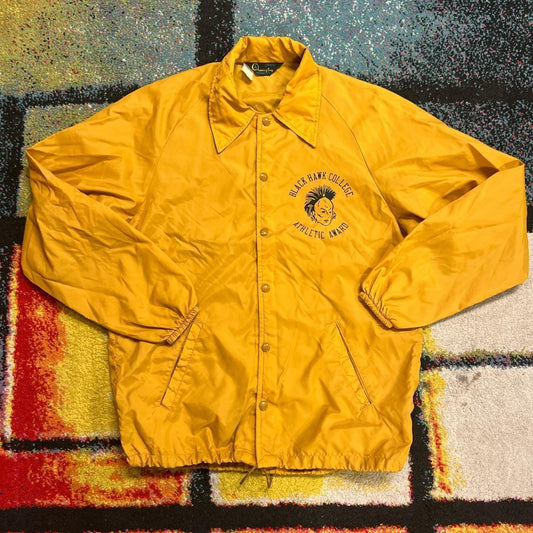 Vintage Champion 1960s Running Man Blackhawk College Large Snap Button Jacket