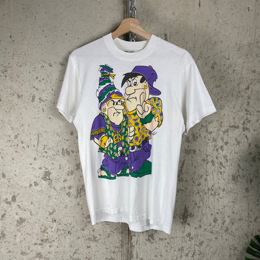 M 90s Fred Barney Flintstones Mardi Gras Rap Parody Shirt