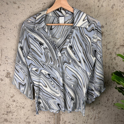 Hippie Style Psychedelic V Neck Womens Large 70s/80s MKM Blouse