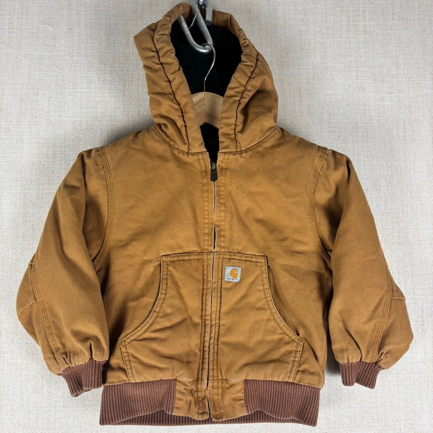 Y2K Carhartt Full Zip Hooded Duck Canvas Toddler 4T Wheat Jacket