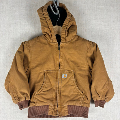 Y2K Carhartt Full Zip Hooded Duck Canvas Toddler 4T Wheat Jacket