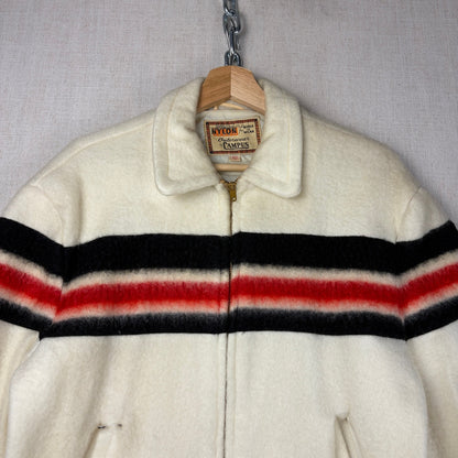 1950s Ricky Campus Nylon Jacket Fuzzy Striped True Vintage Sz 40