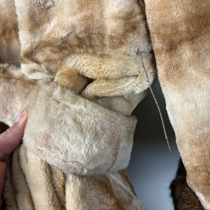 VTG 1970s Penny Lane Greg Originals Fur Lined Orange Satin Med/Lrg Princess Coat
