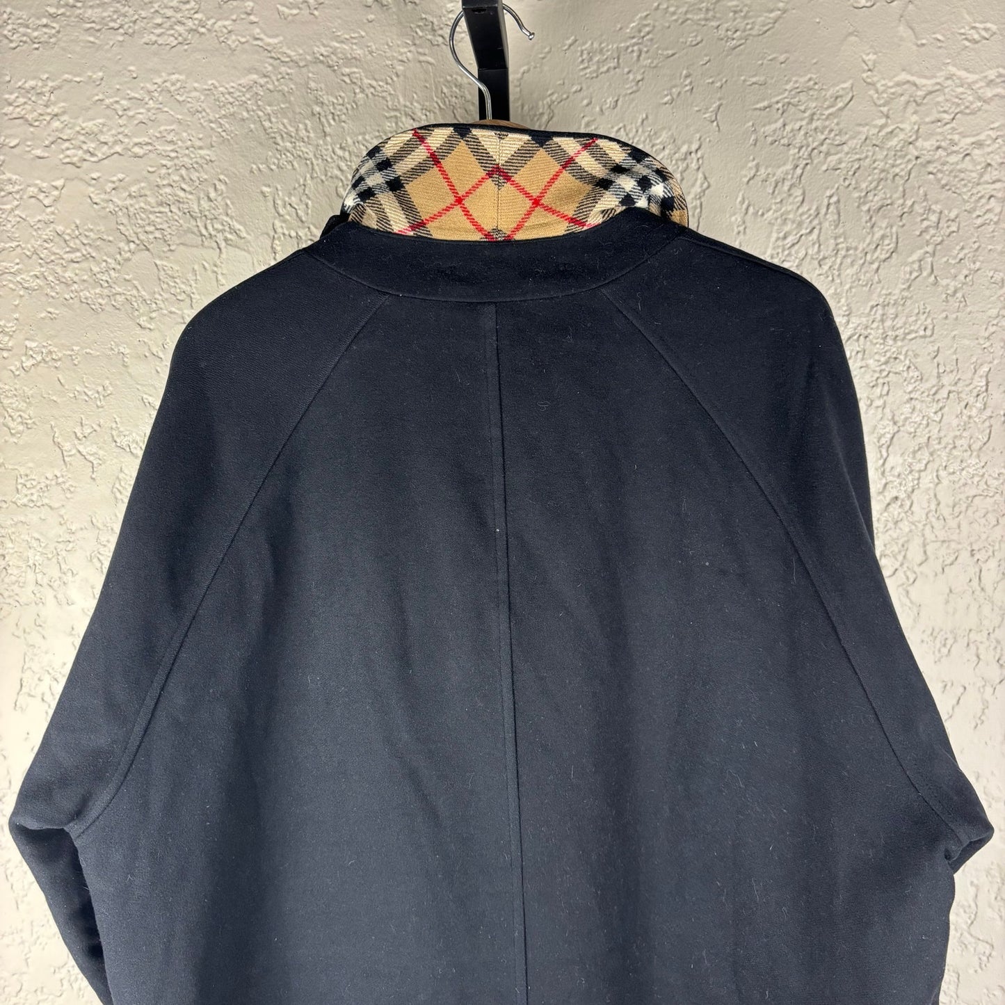 Burberry London Black Cashmere Nova Check Wool Quilted Coat XL