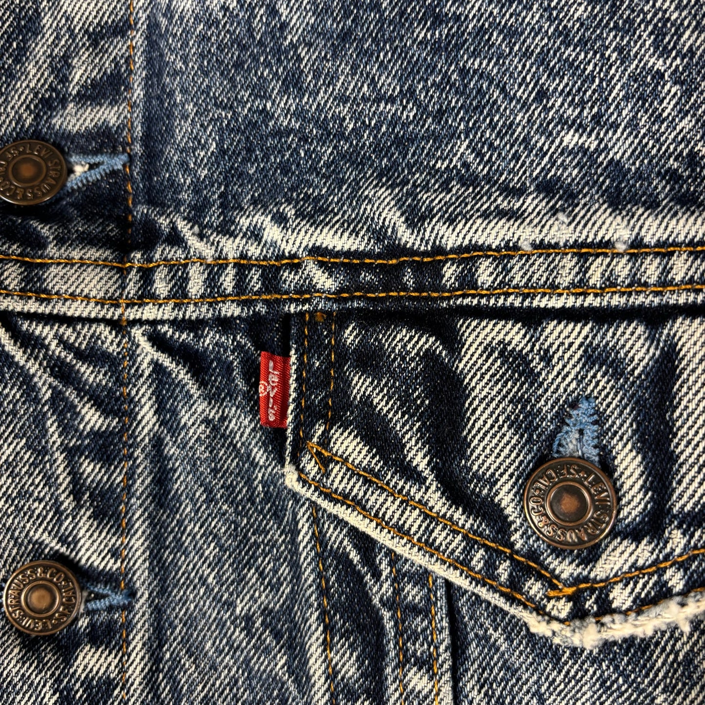 Vintage Levis 80s 70507 0227 USA Made Acid Wash Denim Medium Trucker Jacket