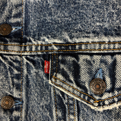 Vintage Levis 80s 70507 0227 USA Made Acid Wash Denim Medium Trucker Jacket
