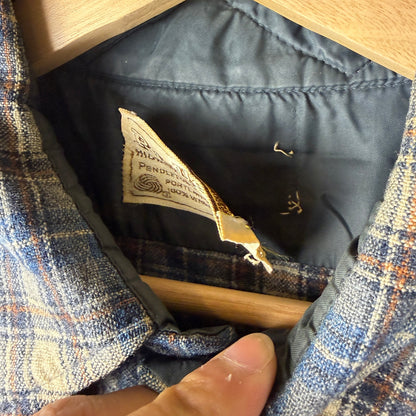 Vintage Pendleton 1970s High Grade Western Wear Large Pearl Snap Wool Flannel