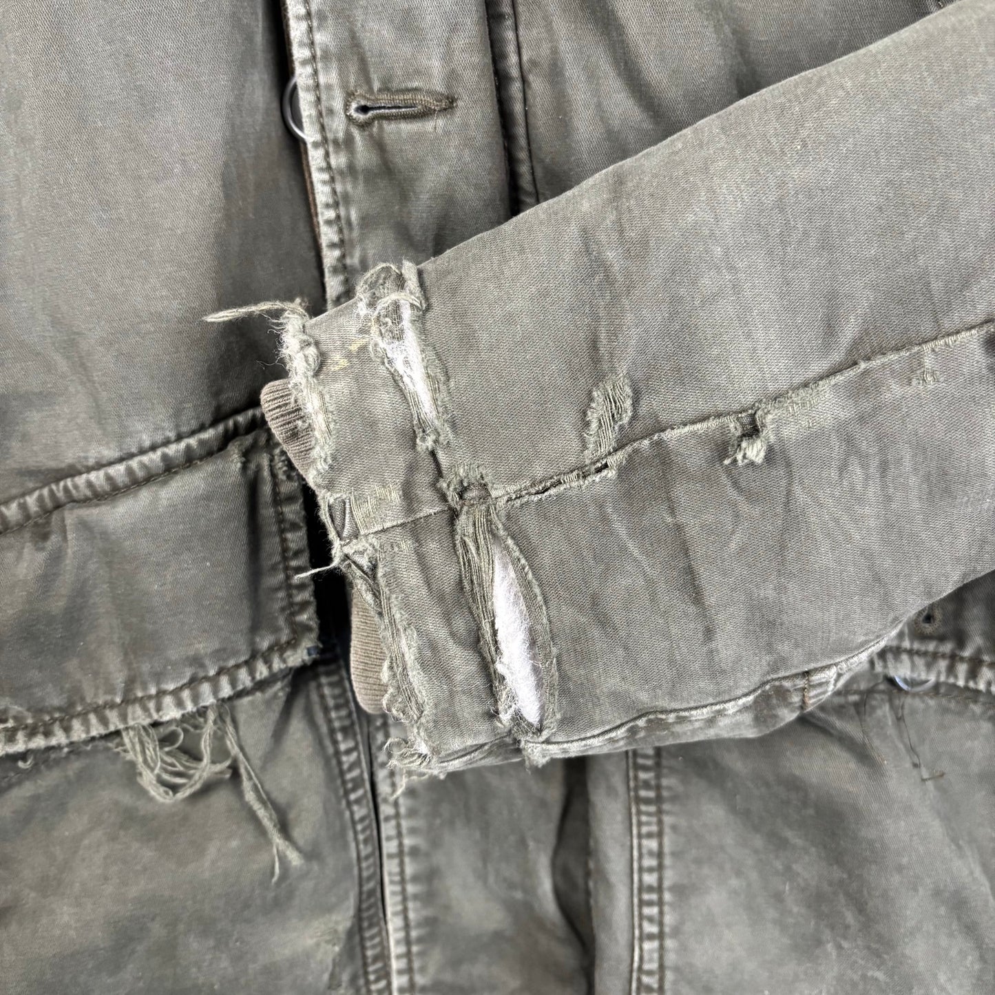 Abercrombie and Fitch Distressed Sherpa Lined Army Parka Small Hooded Jacket