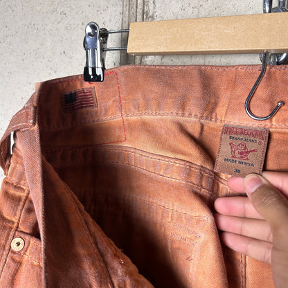 True Religion Vintage Rusty Orange Ricky Straight Fit Cotton 36" Y2K Jeans