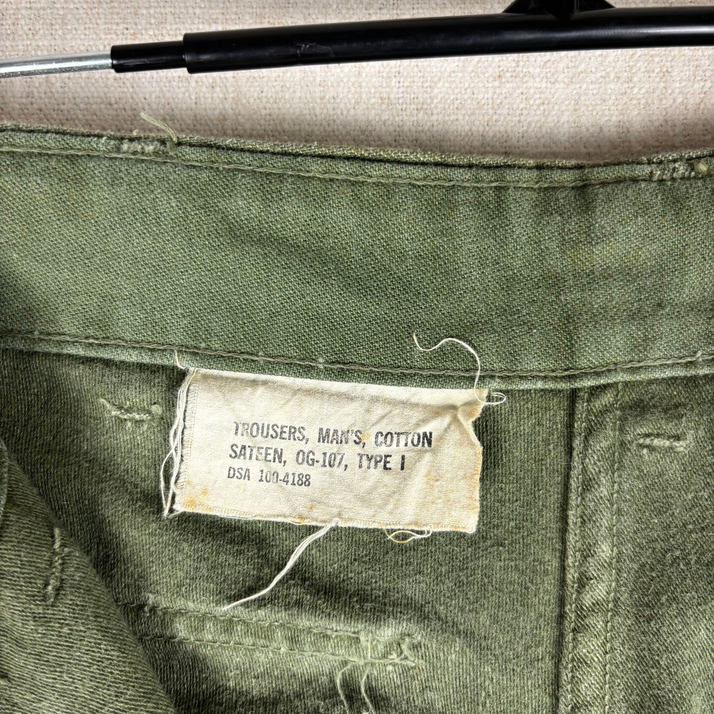 Vintage 1960s Military OG 107 Sateen Baker Cotton Pants Trousers 30x33
