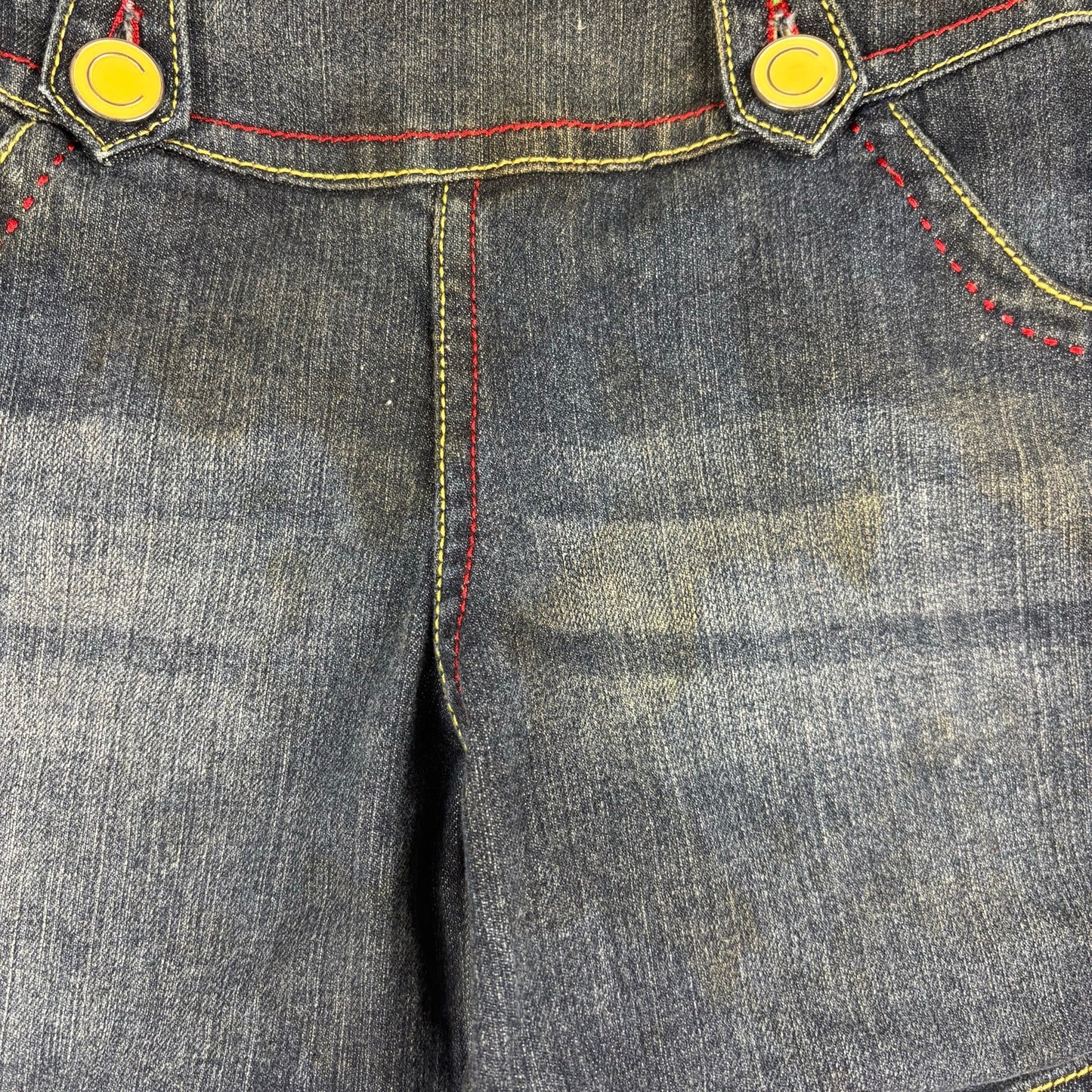 Coogi Jeans Y2K Womens Denim Overall Shorts Embroidered Sz Large