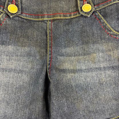 Coogi Jeans Y2K Womens Denim Overall Shorts Embroidered Sz Large