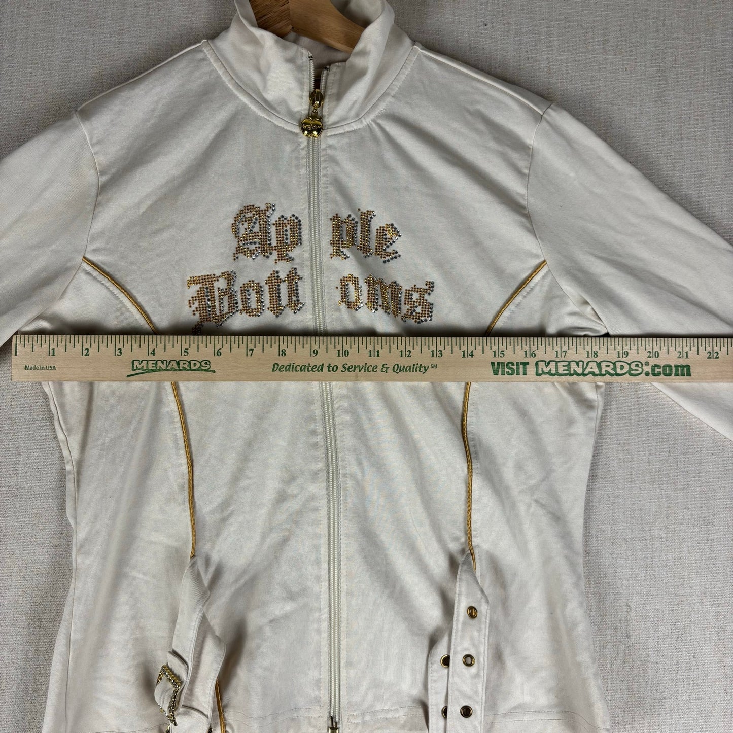 Y2K Apple Bottoms Rhinestone Tracksuit Top Belt Detail XL