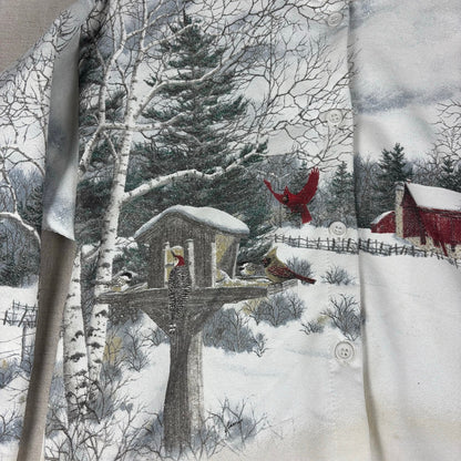 Vintage Nature Winter AOP Wrap Around Cardigan Sweater Medium