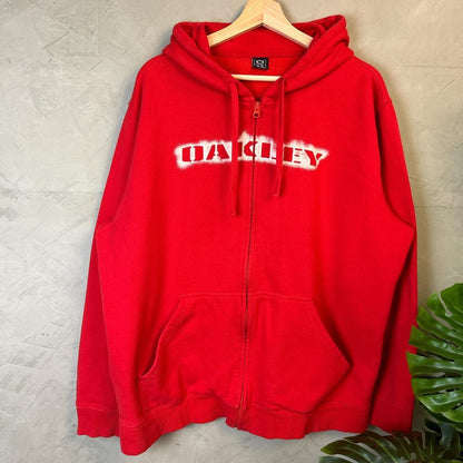 Oakley Spray Paint Spell Out Industrial Design XL Y2K Zip-Up