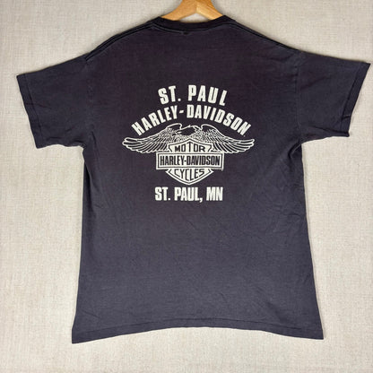 Vintage Harley Davidson Faded Distressed 1986 Born in the USA Shirt Large