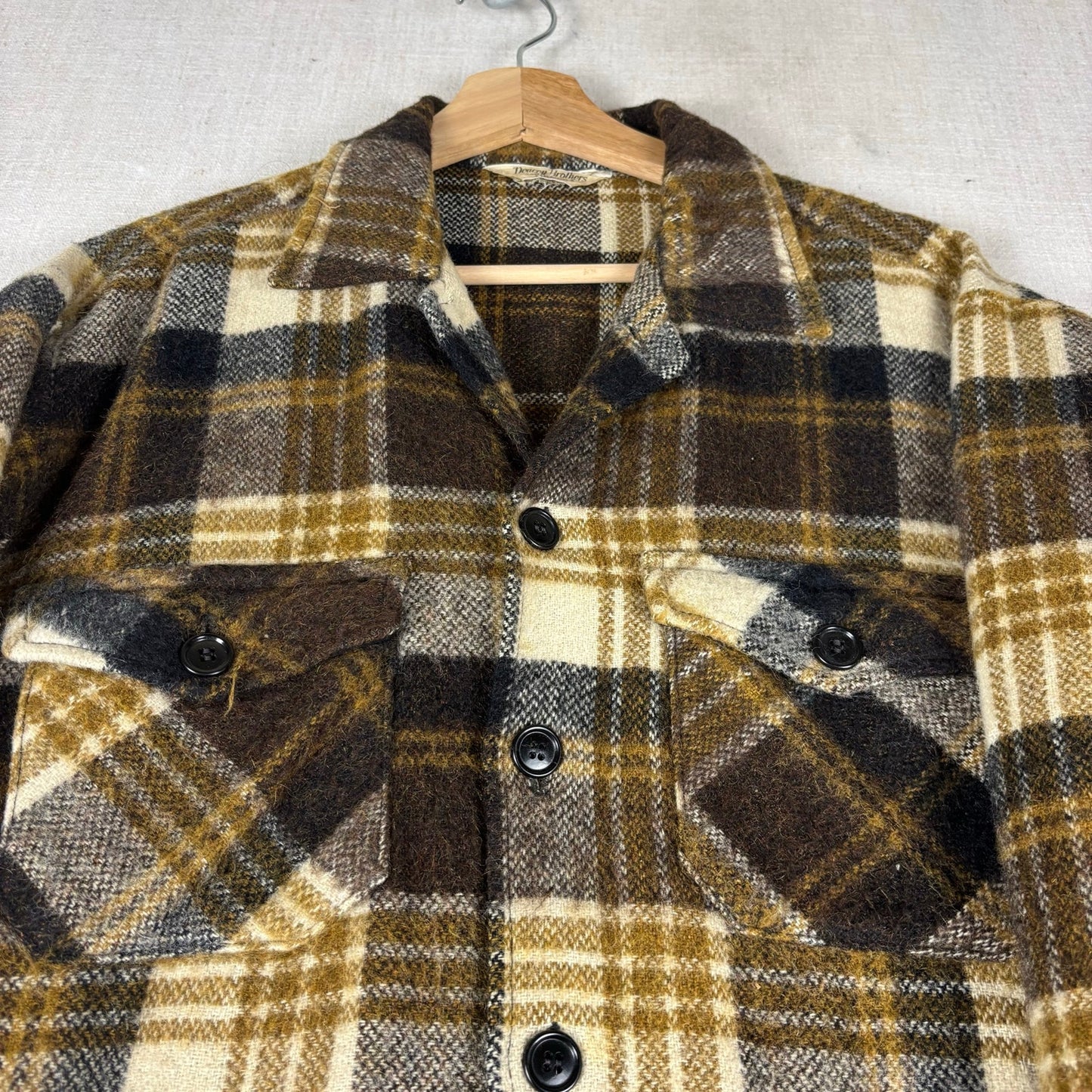 Vintage Mohair Deacon Brothers Wool Plaid Button Up Flannel Large