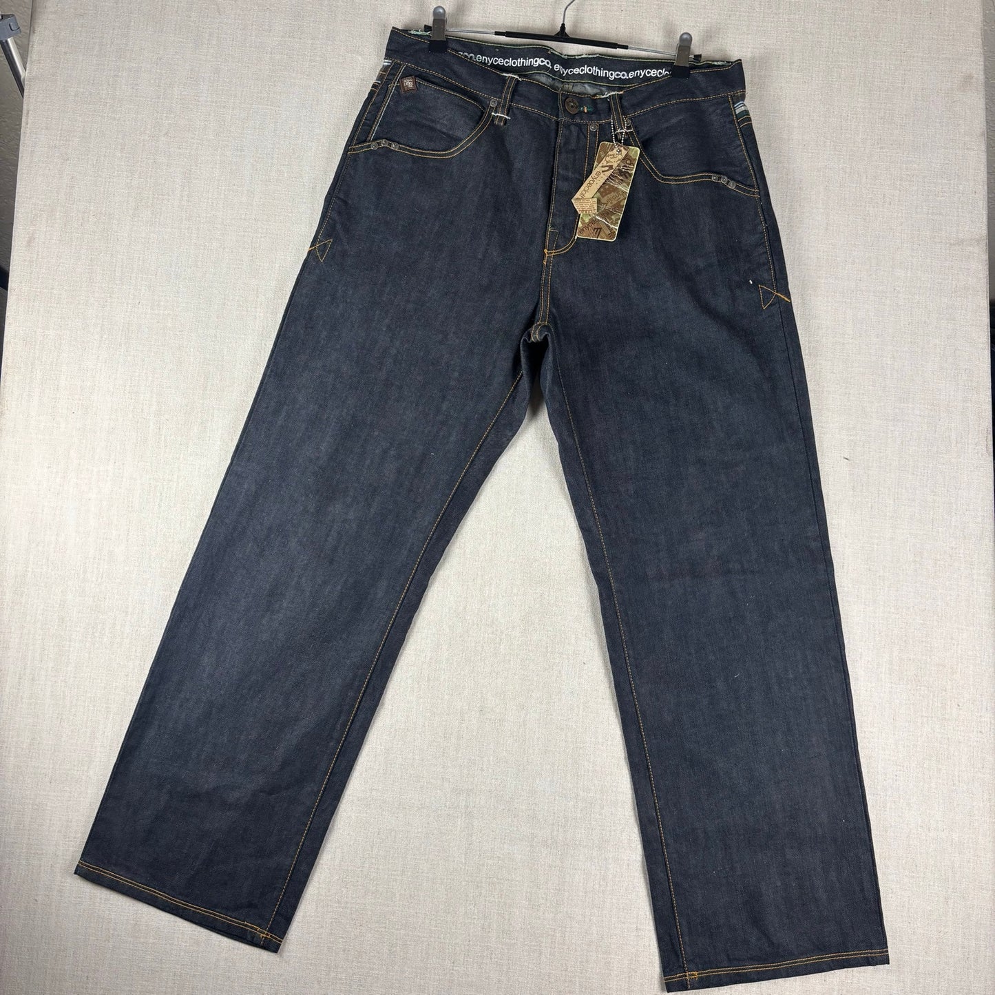 ENYCE Y2K Flannel Plaid Jeans NWT Dark Wash Sz 34 Skater Denim