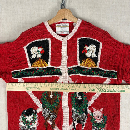 VTG Marisa Christina '94 Christmas Collection Farm Animal Large 3D Knit Cardigan