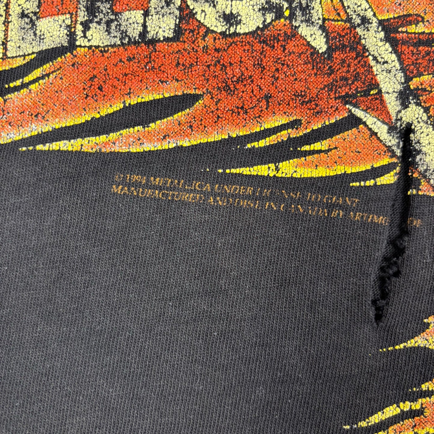 1994 Metallica Pushead Flaming Skull Thrashed Distressed Medium Tee