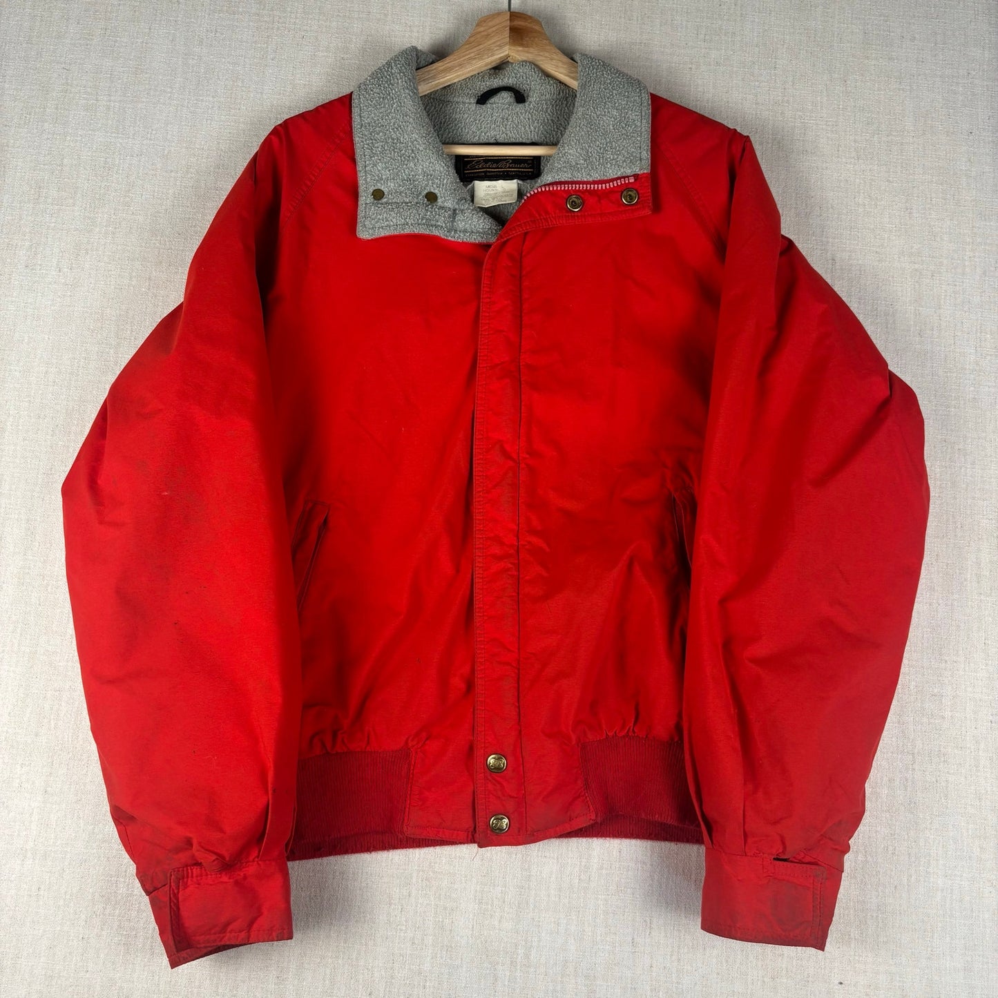 Vintage Eddie Bauer Fleece Lined Large Nylon Bomber Jacket