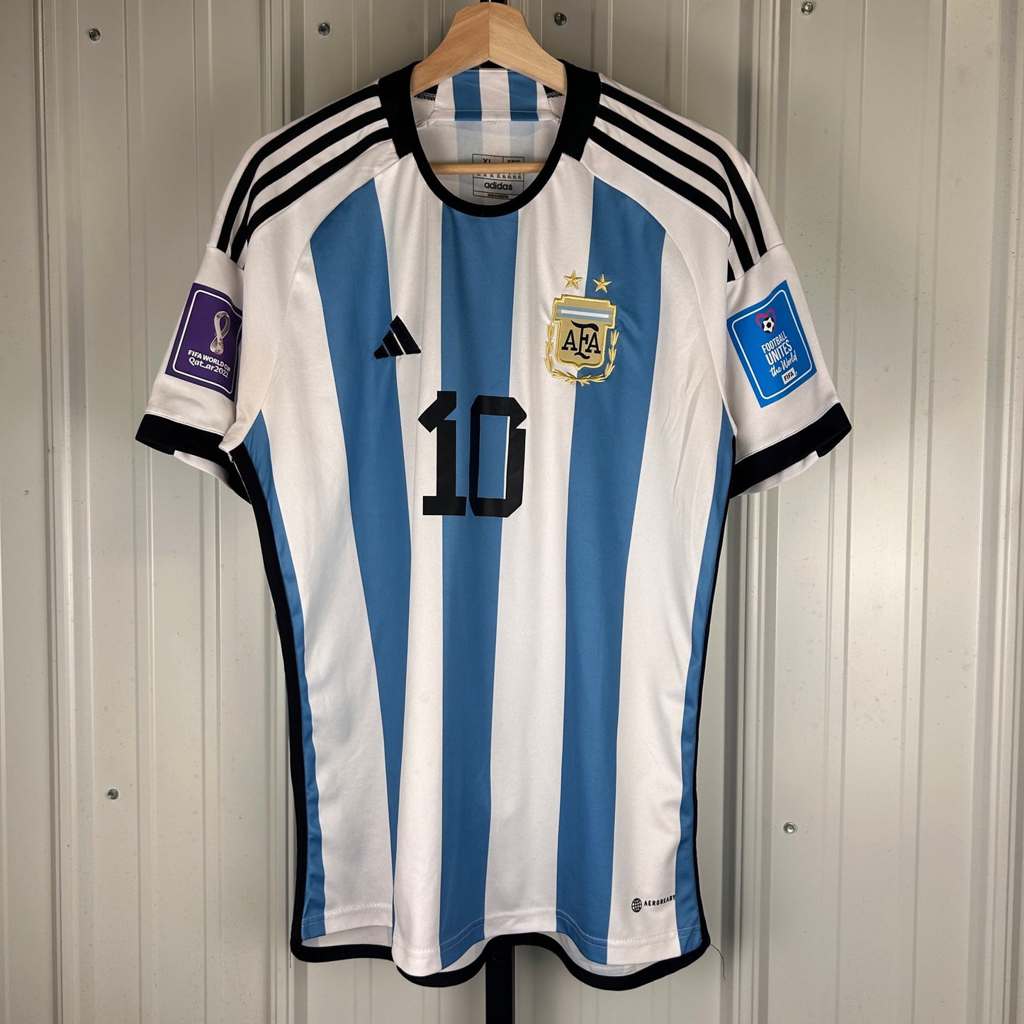 Lionel Messi Adidas 2022 World Cup Argentina XL Slim Fit Aero Ready Jersey