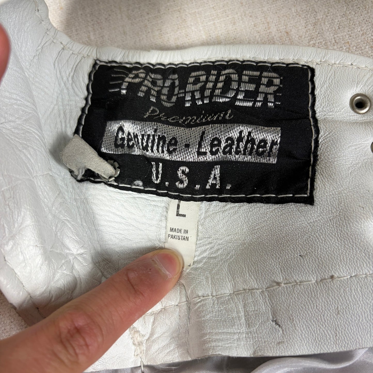 Pro Rider Premium Leather RARE Chaps + Vest Fringe Suede Rose Sz M/L White Set