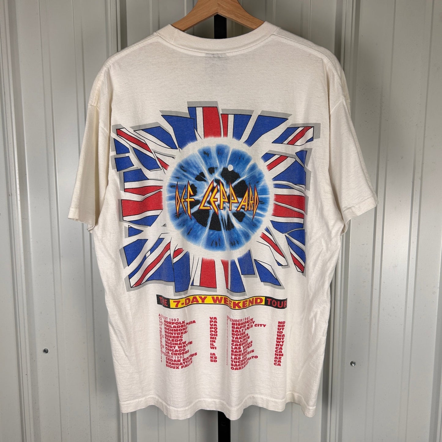 Def Leppard 1992 7 Day Weekend Tour XL Giant Tag Band Tee