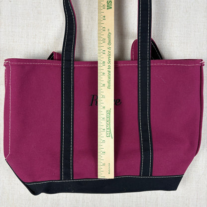 Vintage LL Bean "Renee" Magenta Black Boat and Tote Sz Med USA Made Cotton Bag