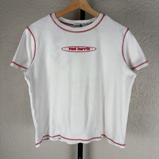 Paul Harris Design Y2K Red Stitching Womens Small Baby Tee